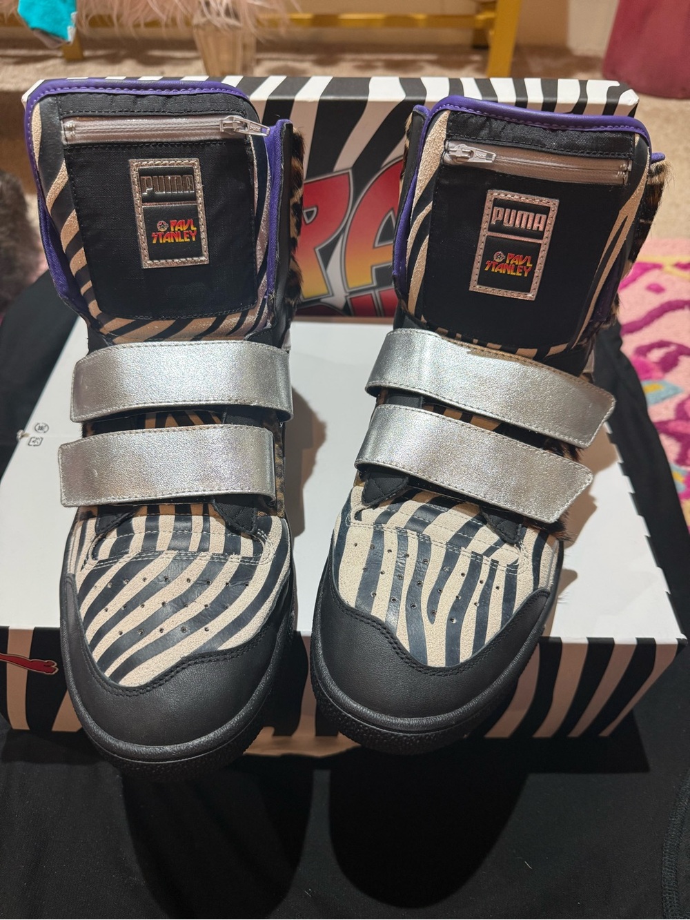 PUMA x Paul Stanley Ralph Sampson Mid sneakers featuring a zebra print & leopard